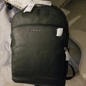 Coach Black Leather Men's Backpack